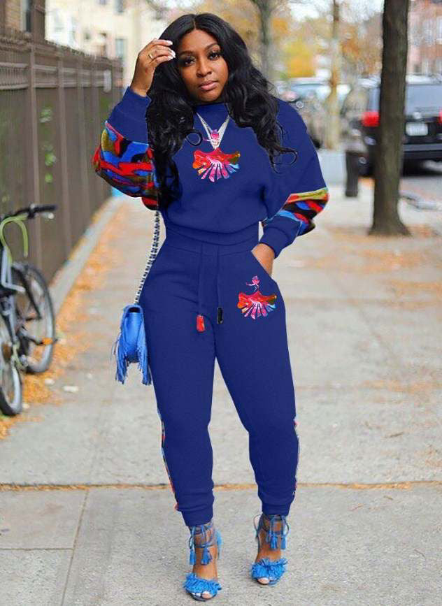 Royal Blue and Red SweatSuit Set