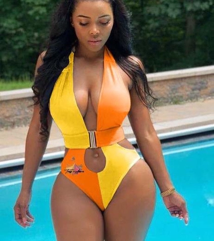 Yellow & Orange Monokini Swimsuit